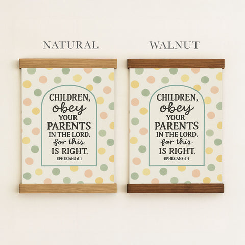 two framed wall art pieces with a similar design, featuring a text and a pattern of circles and dots. The text on the art pieces reads 