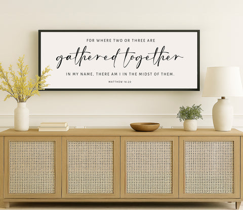 a picture of a quote on a wall above a sideboard