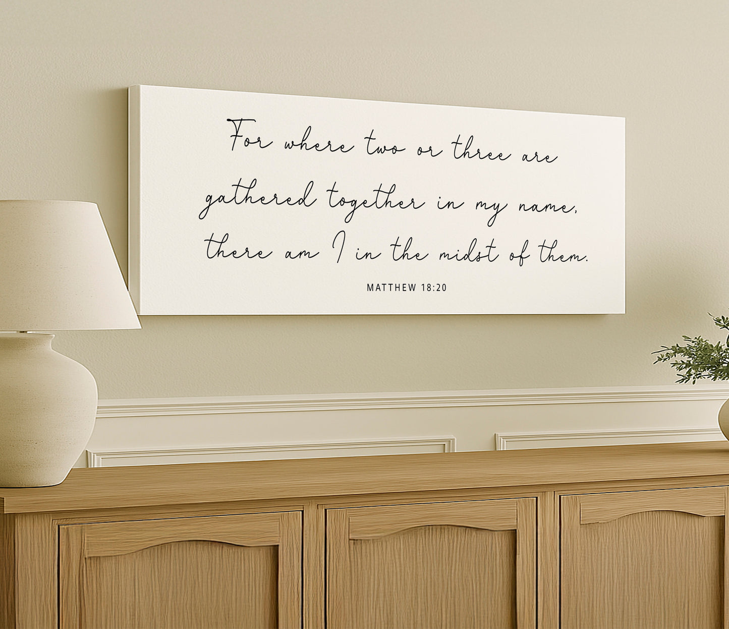 a white canvas with a bible verse on it