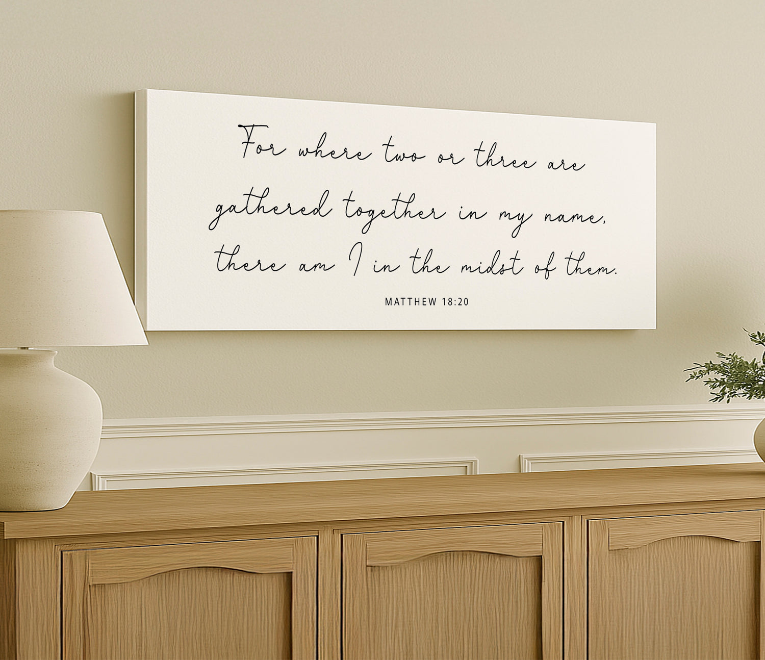 a white canvas with a bible verse on it