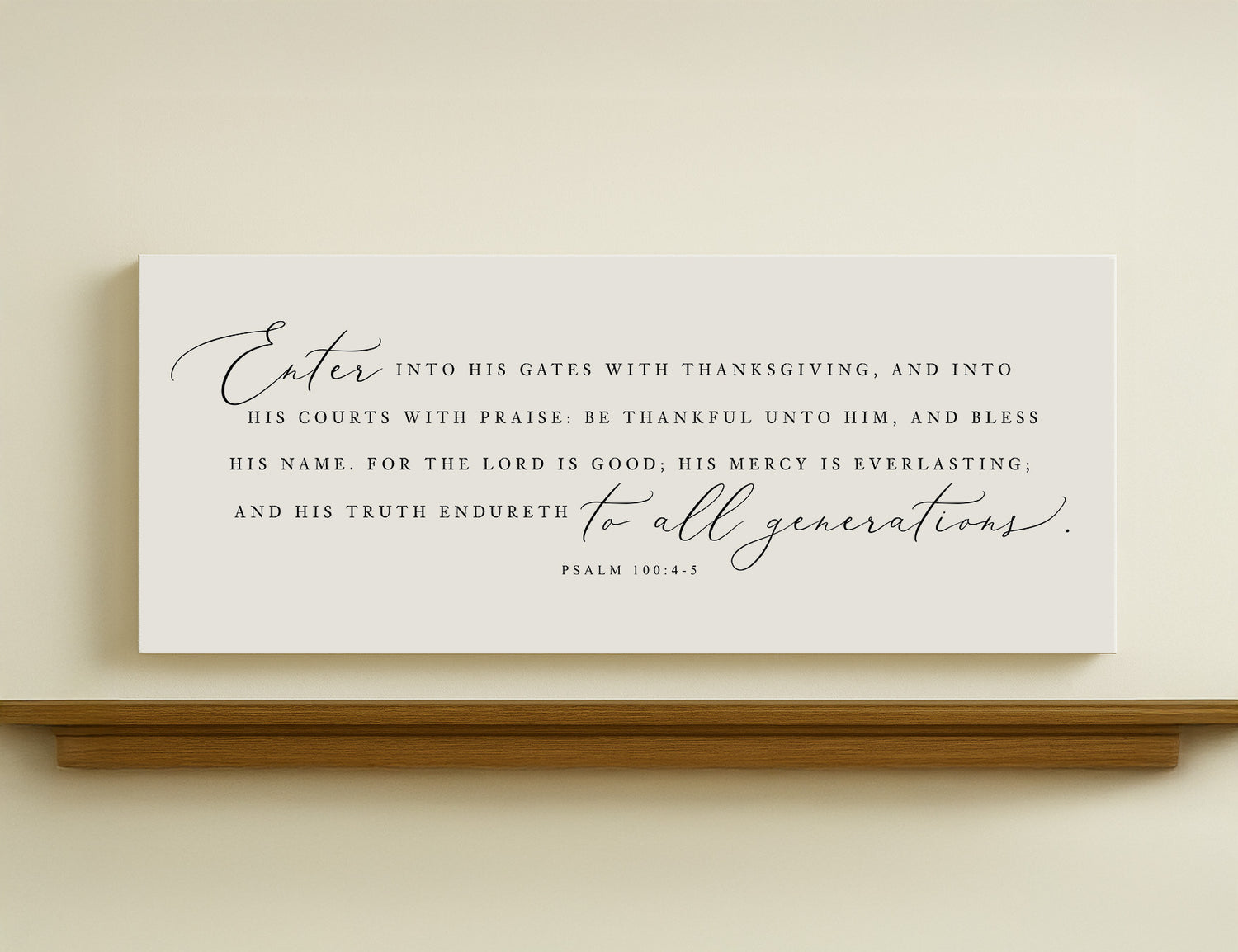 a wooden shelf with a quote on it