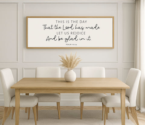 a picture of a dining room with a quote on the wall