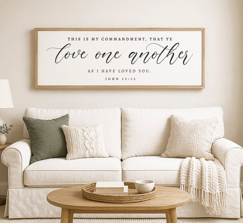 a living room with a white couch and a coffee table