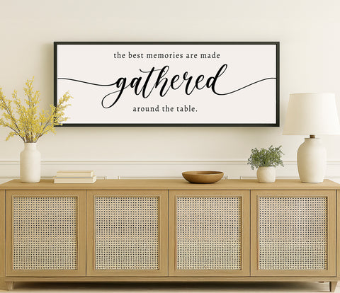 a picture of a quote on a wall above a cabinet