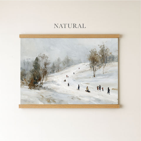 a snowy landscape with people skiing and snowboarding down a hill.