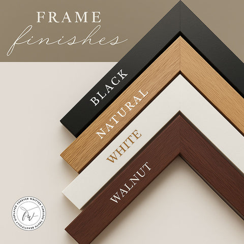 a stack of different types of frames on a wall