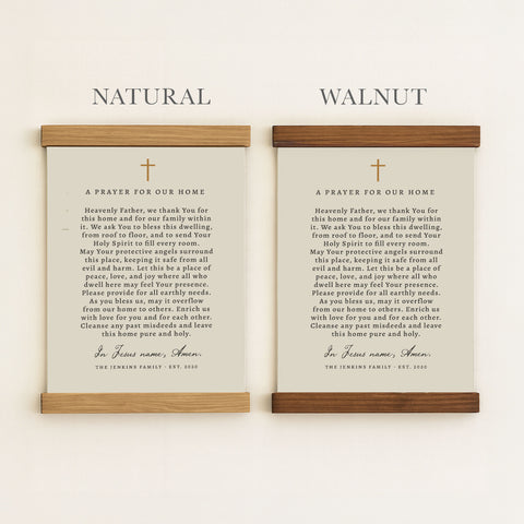 two framed prayer texts, one titled 