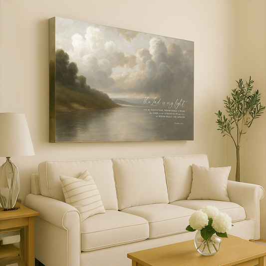 a living room with a white couch and a coffee table