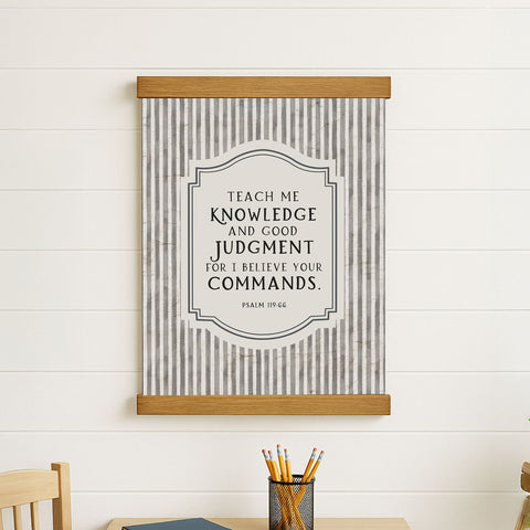 a framed poster with a quote from Psalm 19:66, which reads 