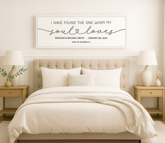 I Have Found The One Whom My Soul Loves | Custom Family Name Rustic Sign