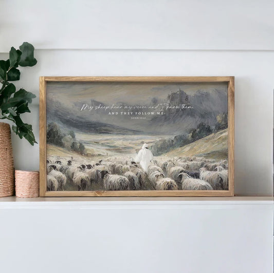 My Sheep Hear My Voice | Wood Framed Art | John 10:27