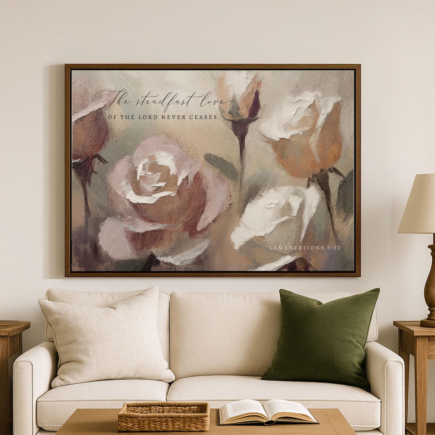 The steadfast Love of the Lord | Lamentations 3:22 | Roses Framed Sign