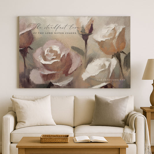 The steadfast Love of the Lord | Lamentations 3:22 | Roses Framed Sign