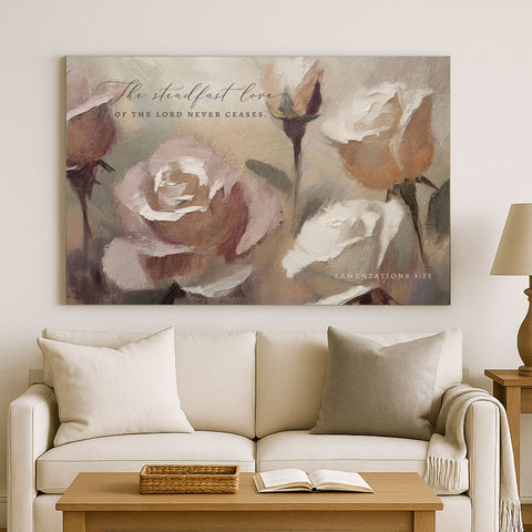 The steadfast Love of the Lord | Lamentations 3:22 | Roses Framed Sign