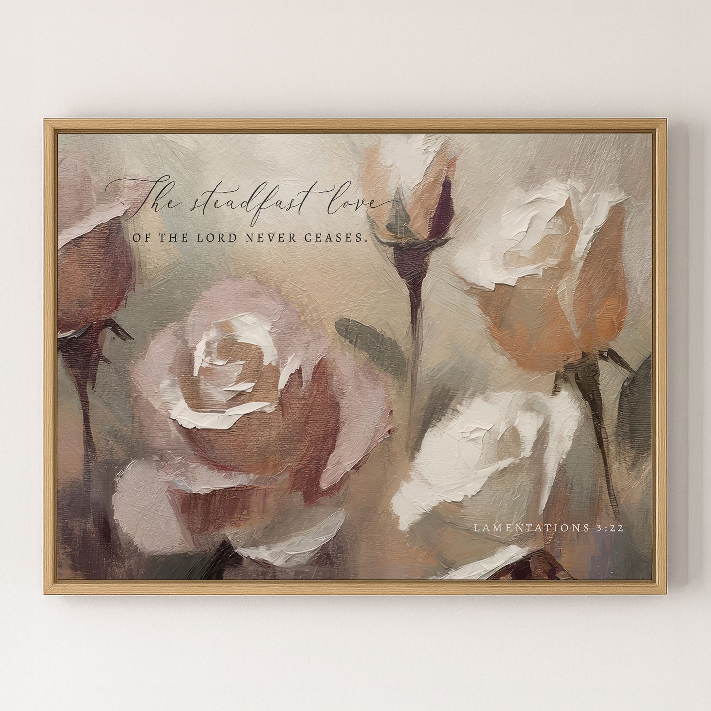 The steadfast Love of the Lord | Lamentations 3:22 | Roses Framed Sign