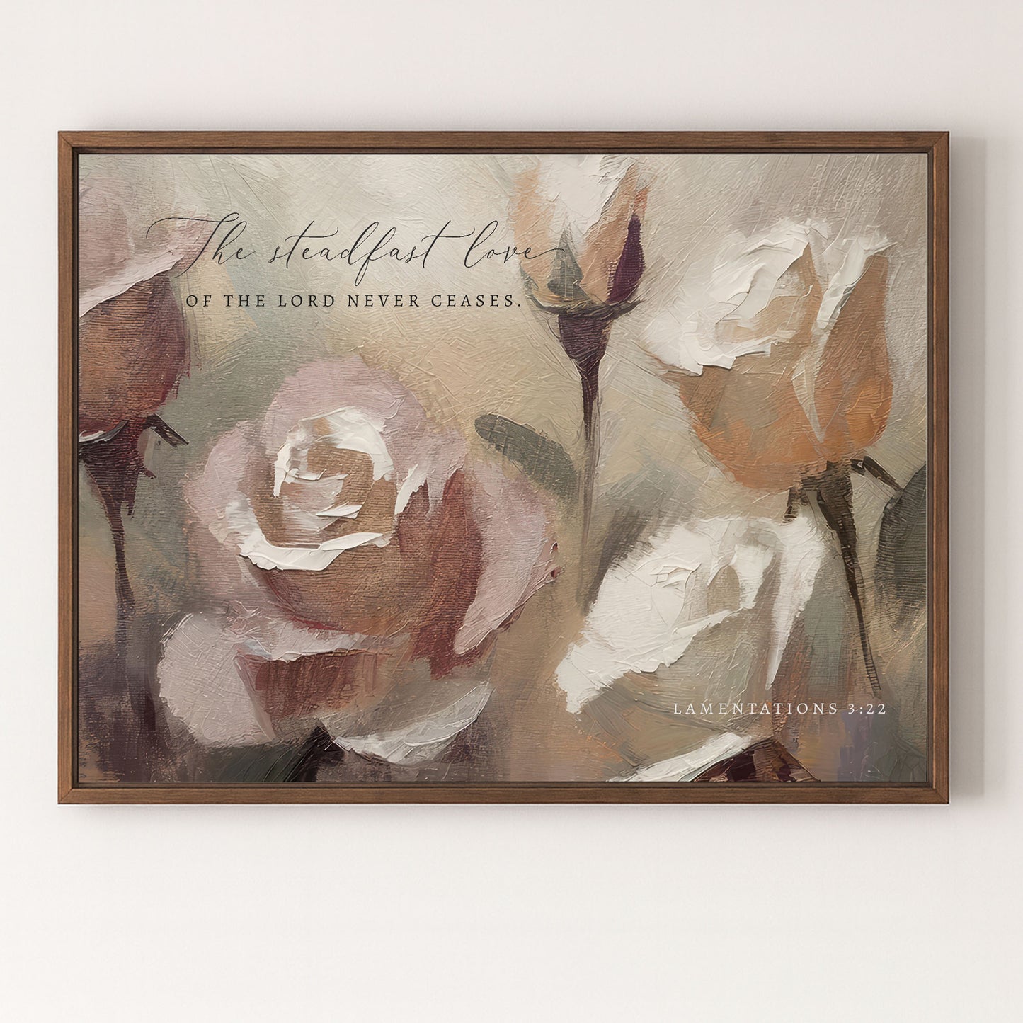 The steadfast Love of the Lord | Lamentations 3:22 | Roses Framed Sign