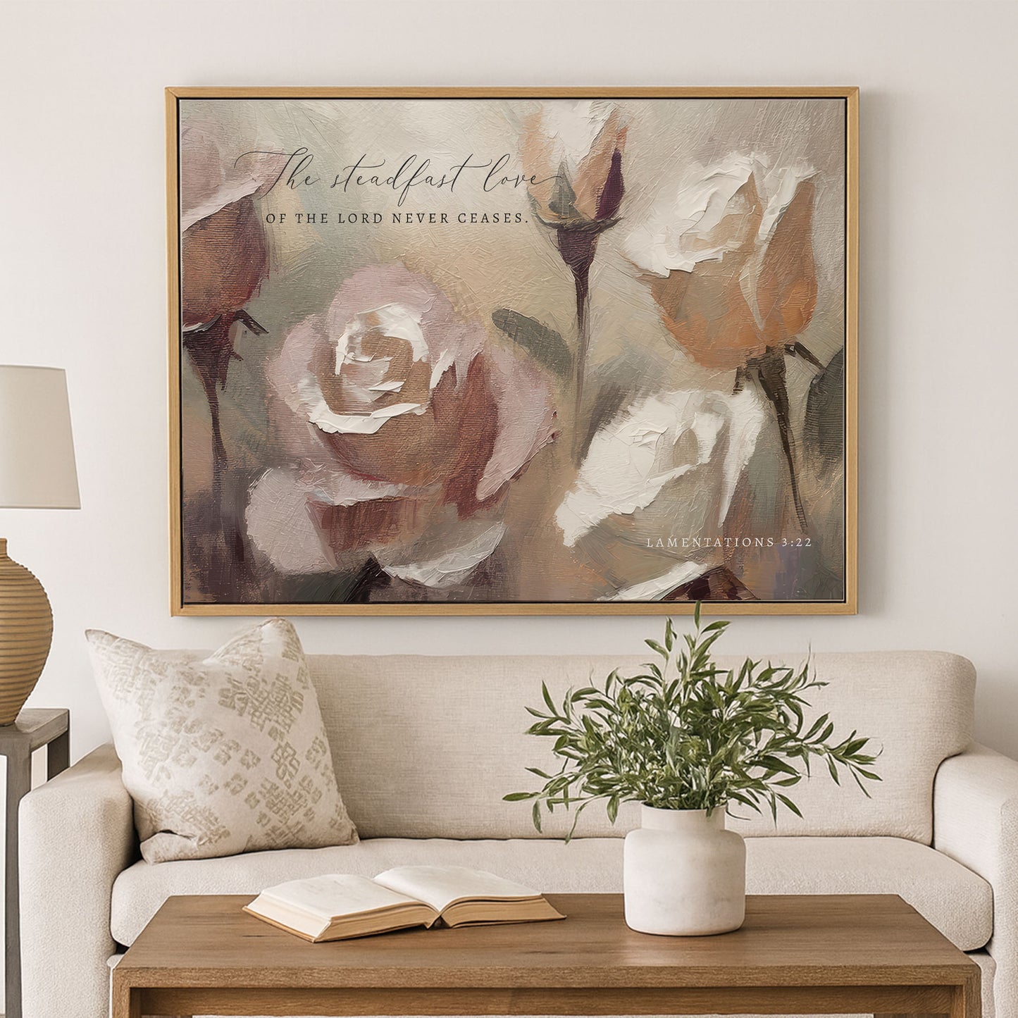 The steadfast Love of the Lord | Lamentations 3:22 | Roses Framed Sign