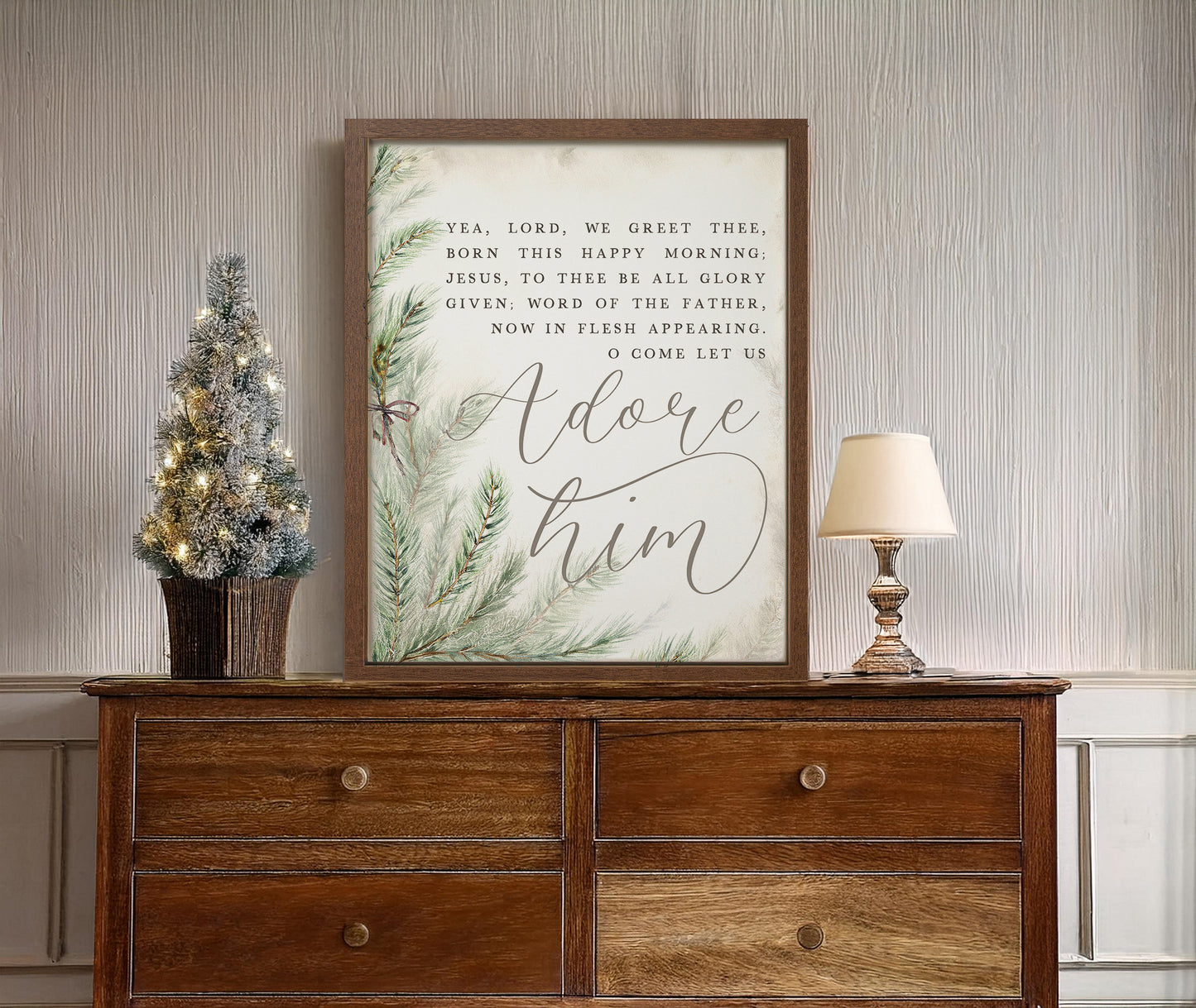 O Come Let Us Adore Him | Christmas Vintage Wood Sign