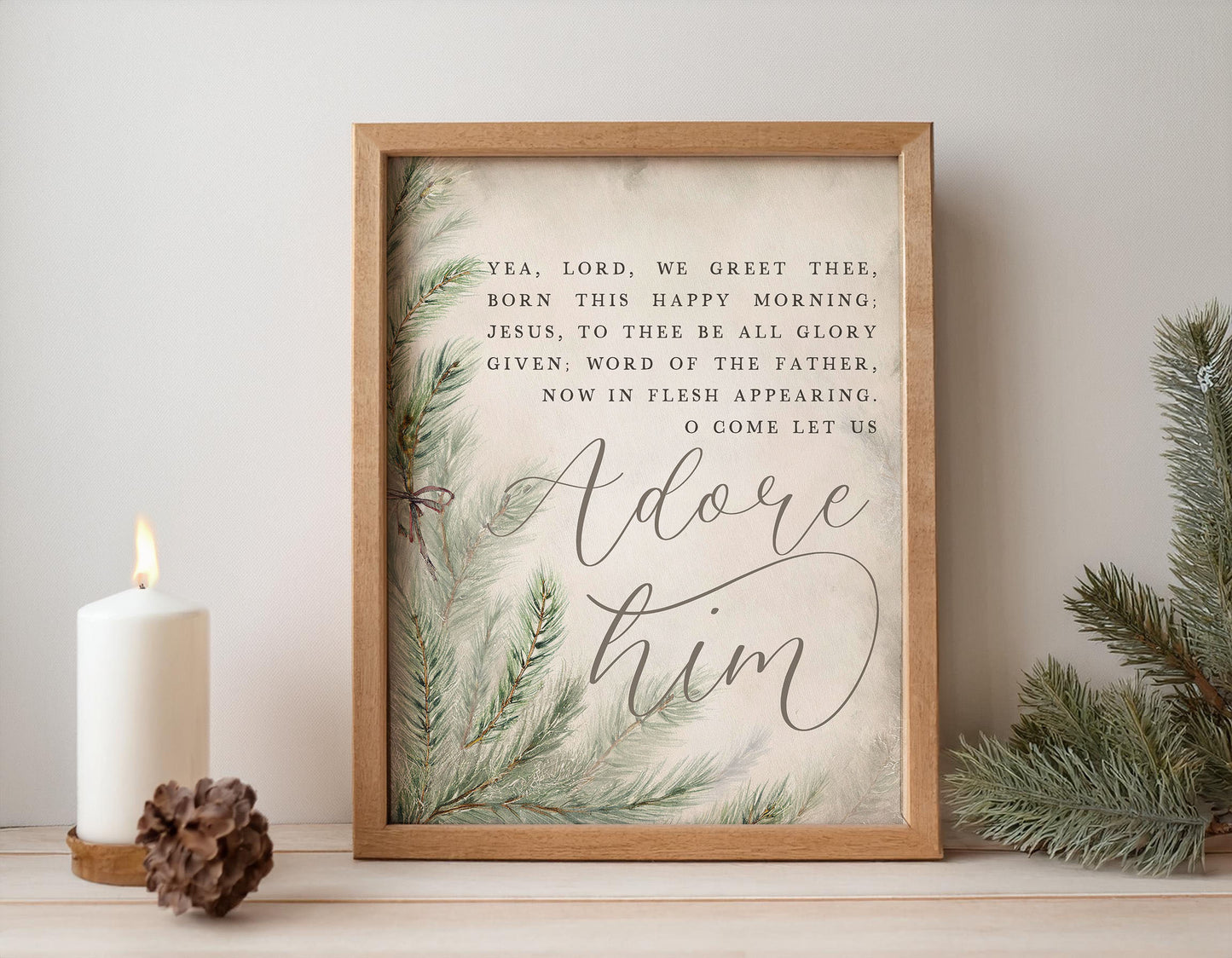 O Come Let Us Adore Him | Christmas Vintage Wood Sign