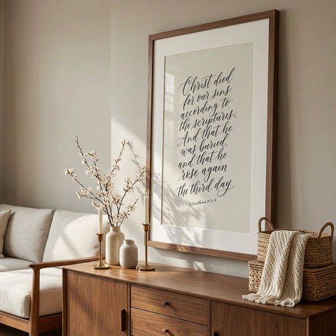 Christ Died for Our Sins | Christian Scripture Wall Art | Digital Download