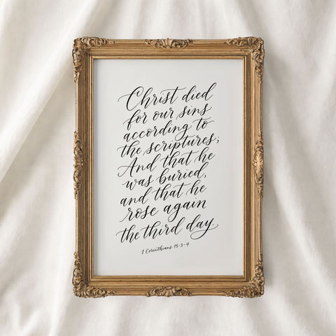Christ Died for Our Sins | Christian Scripture Wall Art | Digital Download