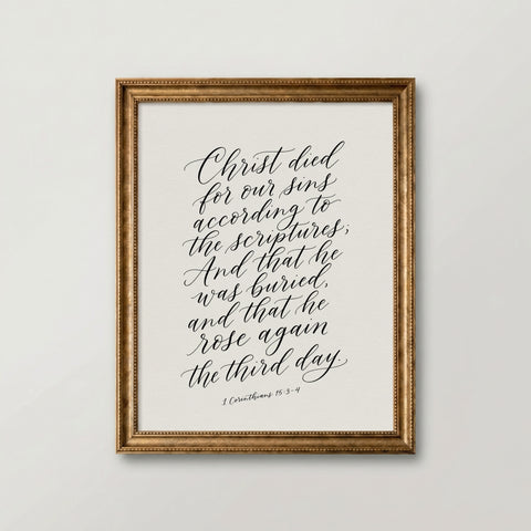 Christ Died for Our Sins | Christian Scripture Wall Art | Digital Download