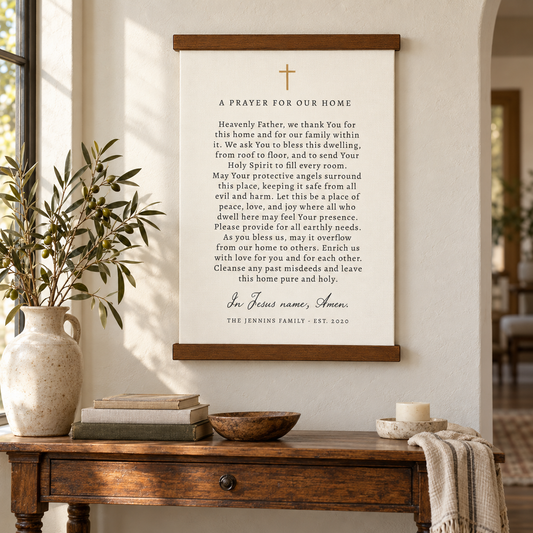 A Prayer for Our Home – Personalized Hanging Canvas Tapestry