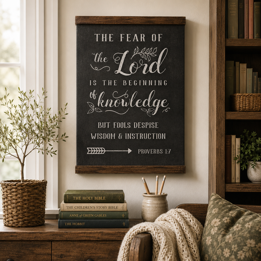 The Fear of the Lord Scripture Hanging Canvas | Proverbs 1:7