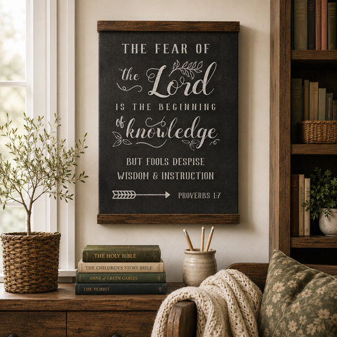 The Fear of the Lord Scripture Hanging Canvas | Proverbs 1:7