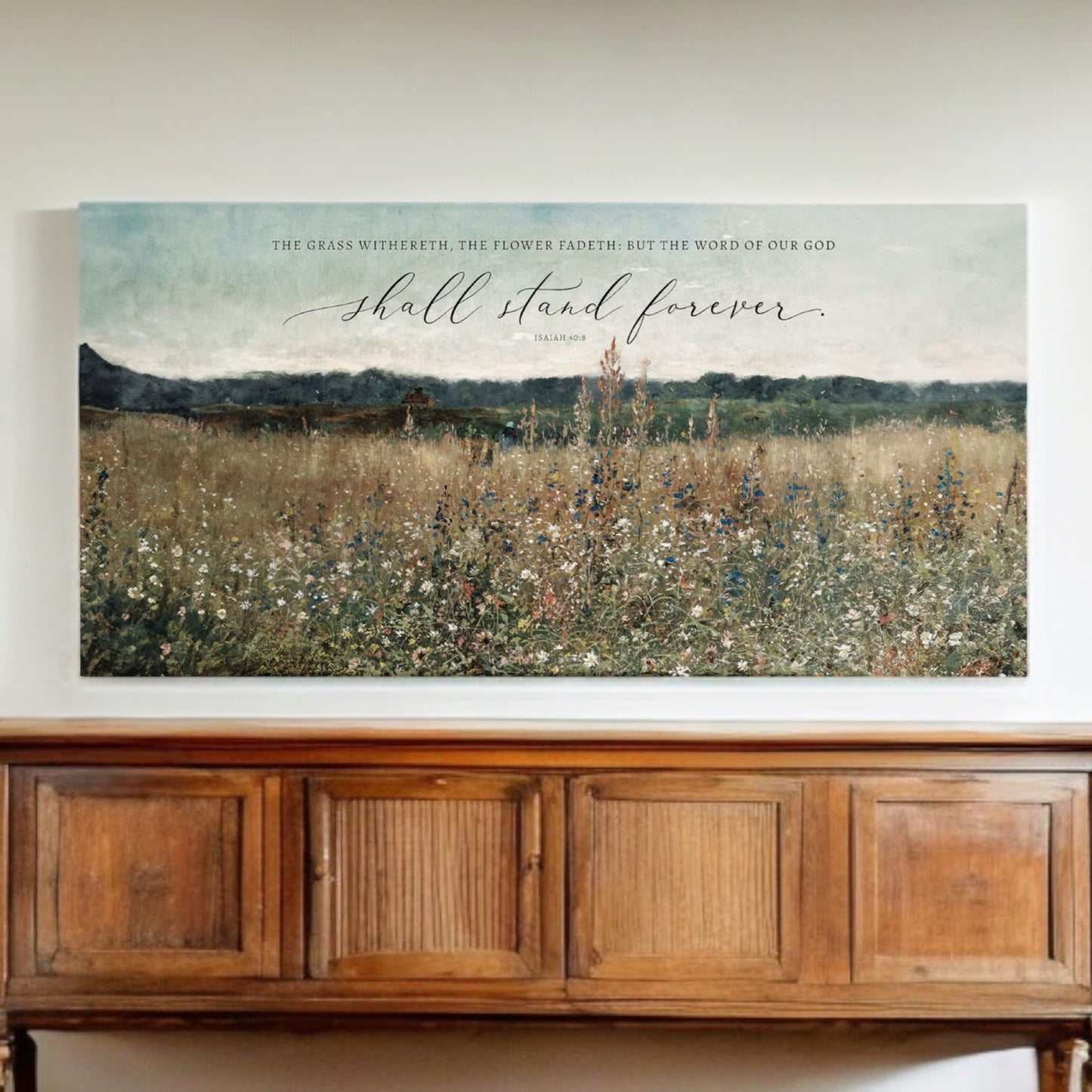 The Grass Withereth, The Flower Fadeth Scripture Canvas Wall Art