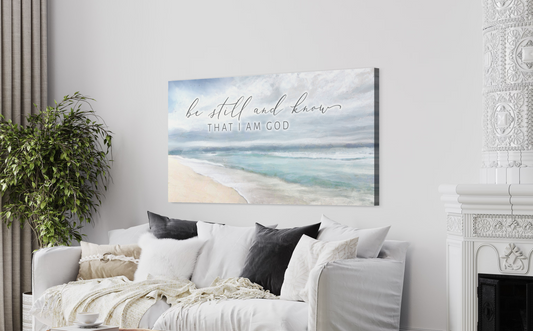 Be Still And Know That I Am God Coastal Canvas | Christian Wall Art