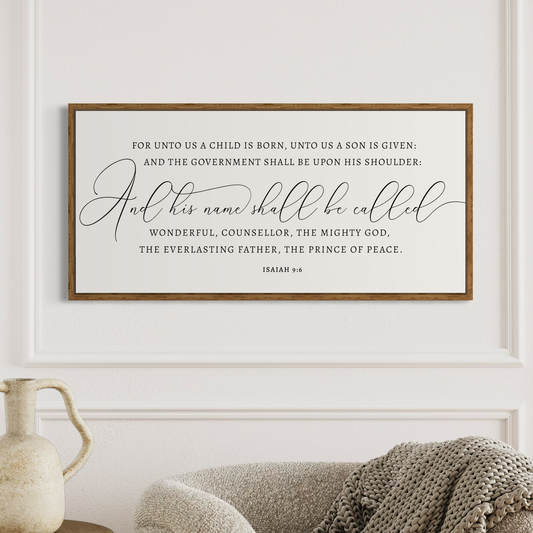 For Unto Us a Child is Born | Christmas Sign | Isaiah 9:6