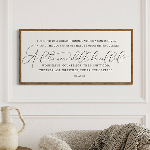 For Unto Us a Child is Born | Christmas  Sign | Isaiah 9:6