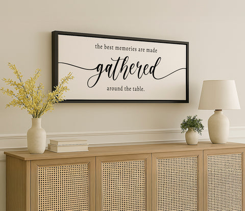 a picture of a wall hanging above a dresser