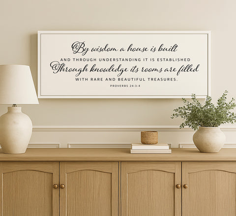 a picture of a quote on a wall above a dresser