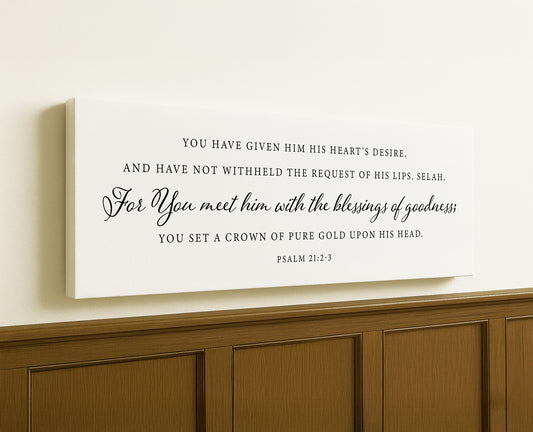 a white canvas with a bible verse on it