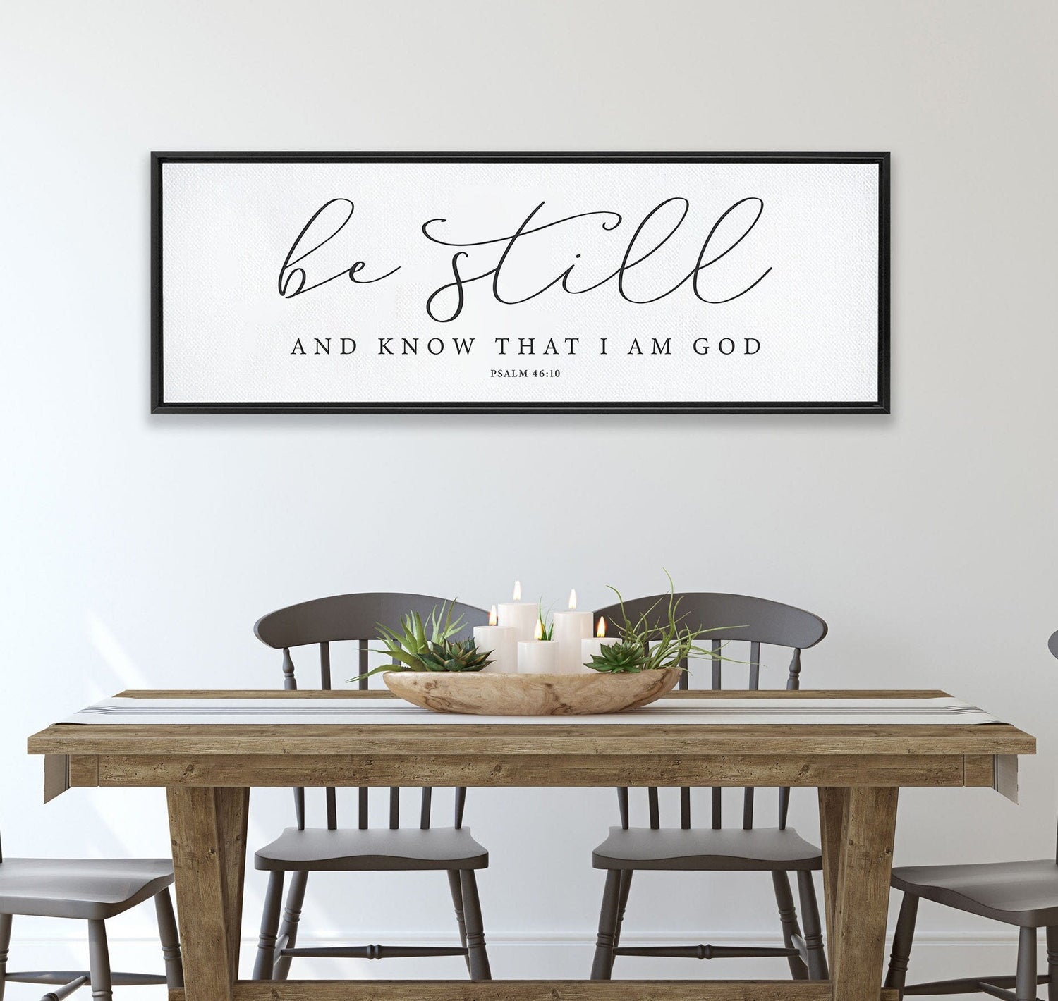 Be Still And Know That I Am God Sign, Scripture Canvas Wall Art, | Bible Verse Framed Christian Wall Art Sign | Farmhouse, Psalm 46:10 - Forever Written