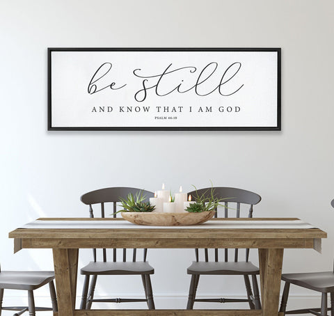 Be Still And Know That I Am God Sign, Scripture Canvas Wall Art, | Bible Verse Framed Christian Wall Art Sign | Farmhouse, Psalm 46:10 - Forever Written