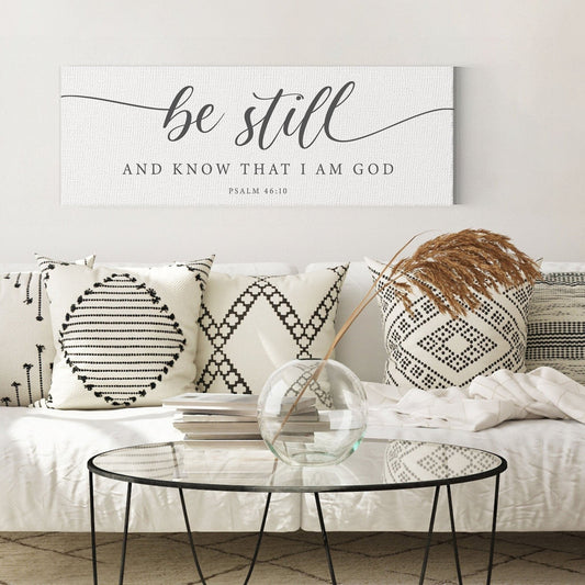 Be Still And Know That I Am God Sign, Scripture Canvas Wall Art, | Bible Verse Framed Christian Wall Art Sign | Farmhouse, Psalm 46:10 - Forever Written