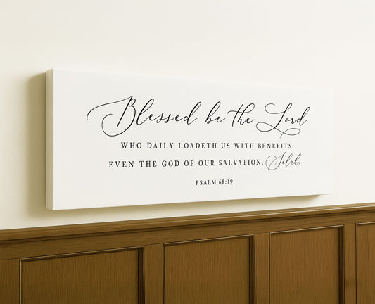 a white canvas with a bible verse on it