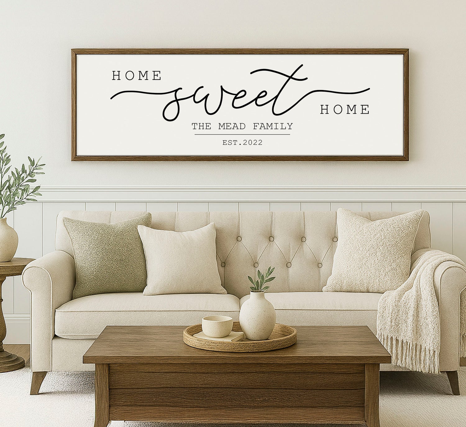 a living room with a couch and a coffee table