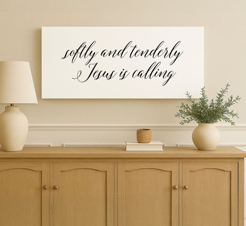 a picture of a sign on a wall above a dresser