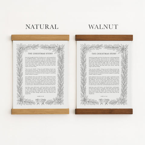 two framed holiday-themed artworks, each with a different title: 
