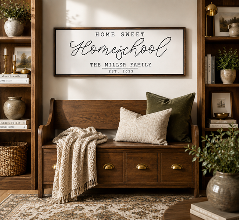 Home Sweet Homeschool | Custom Rustic Wood Sign