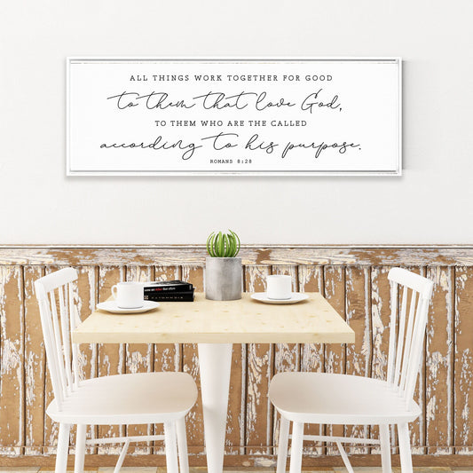 All things work together for good to them that love God| Scripture Canvas Wall Art, | Romans 8:28 Bible Verse Sign, Wall Art Sign