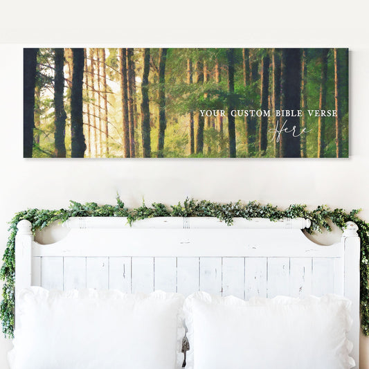 Custom Bible Verse Canvas Quote Sign | Personalized Wall Art Sign, Inspirational Canvas Wall Art | Oil painted forest canvas print