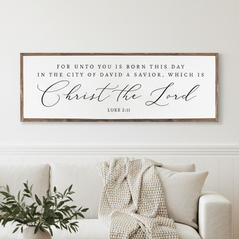 For Unto You Is Born This Day - Christmas Rustic Wood Sign Luke 2:11 | Christian Decoration