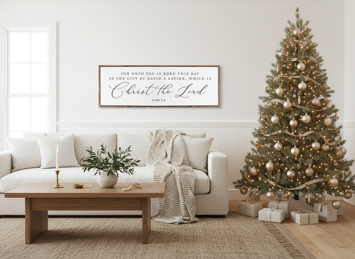 For Unto You Is Born This Day - Christmas Rustic Wood Sign Luke 2:11 | Christian Decoration