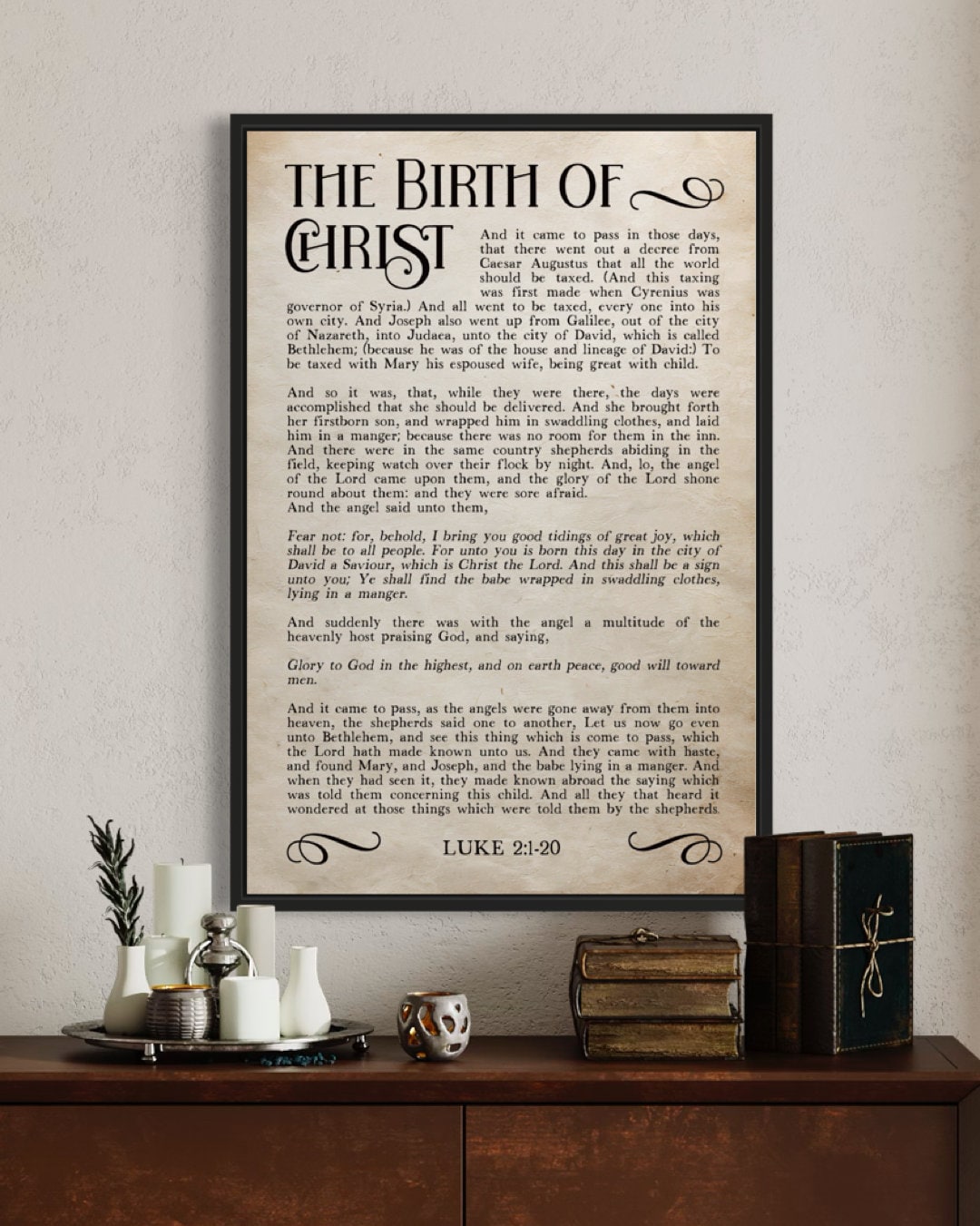 The Birth of Christ, The Christmas Story Canvas Wall Art, Home Decor Sign, Christmas Scripture Canvas, Bible Verse Sign, Scripture Wall Art