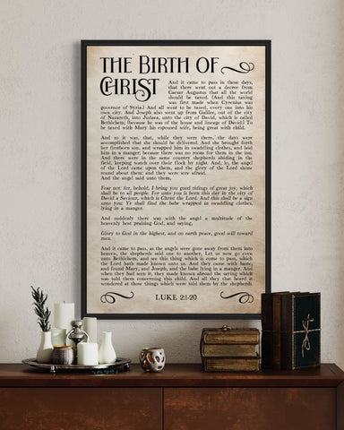 The Birth of Christ, The Christmas Story Canvas Wall Art, Home Decor Sign, Christmas Scripture Canvas, Bible Verse Sign, Scripture Wall Art
